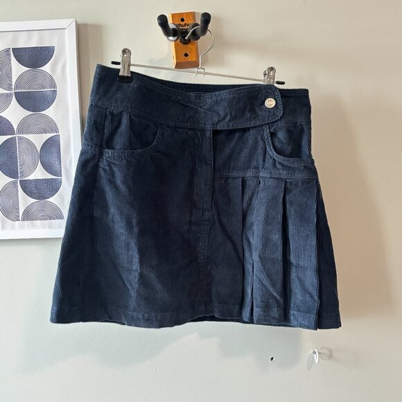 Reclaimed Vintage • navy corduroy pleated skirt - Picture 2 of 15